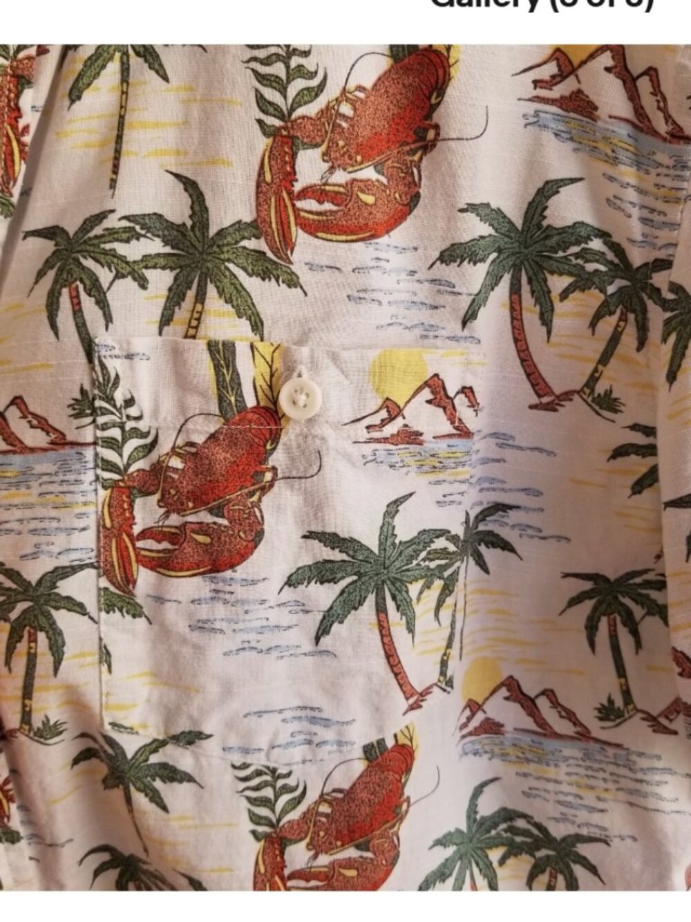 Short Sleeve Button Up Shirt Mens XL Lobster Palm Tree Print Cotton Vacation - Picture 4 of 8